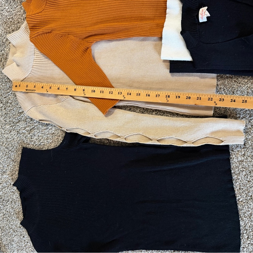 EUC LOT OF 5 medium Women's Sweater Black, cream, Tan, Orange dress - Picture 7 of 8